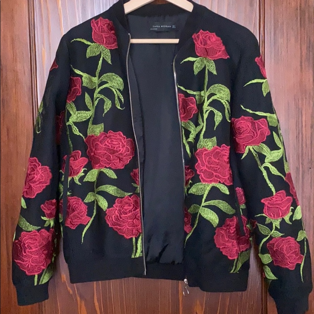 Embroidered Rose Jacket (Zara)